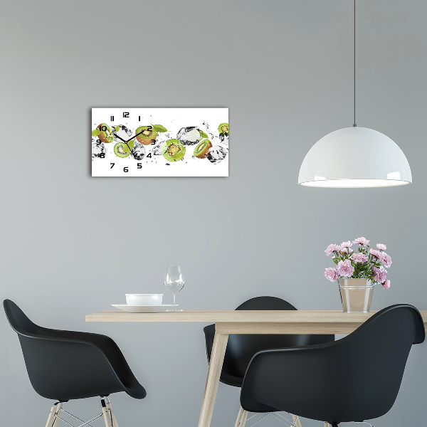 Horloge horizontale en verre Kiwi et eau
