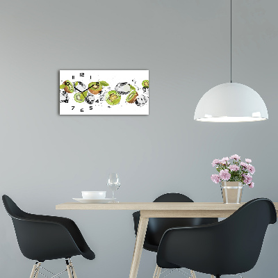 Horloge horizontale en verre Kiwi et eau