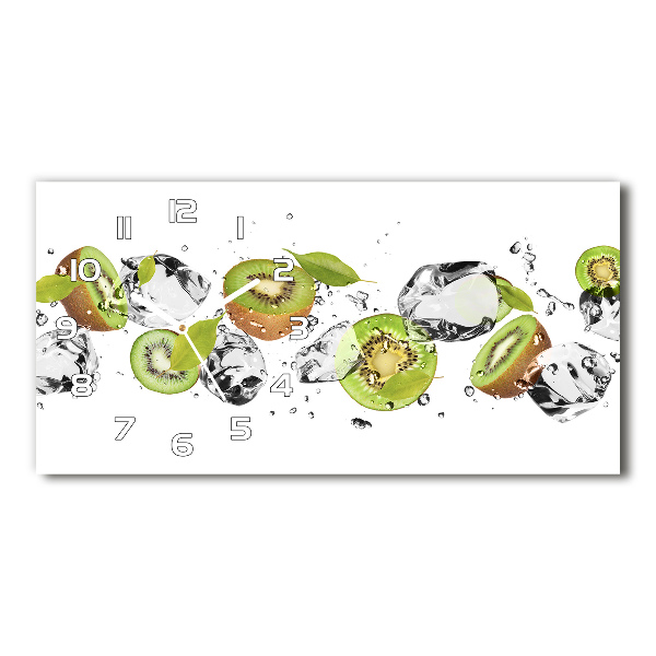 Horloge horizontale en verre Kiwi et eau