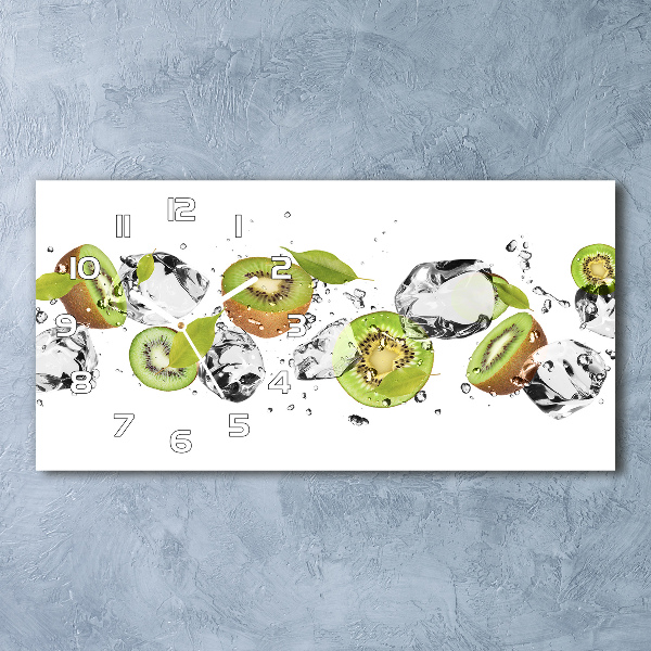 Horloge horizontale en verre Kiwi et eau