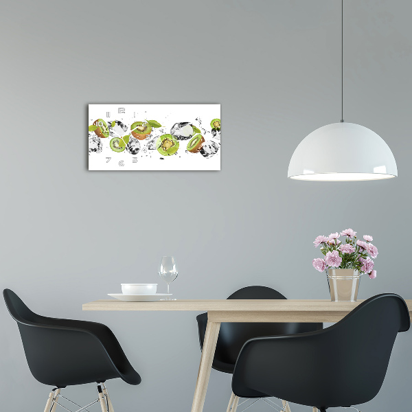 Horloge horizontale en verre Kiwi et eau