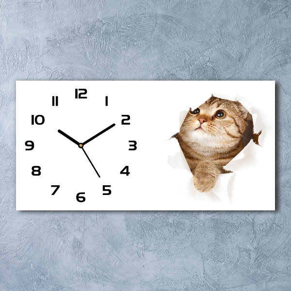 Horloge rectangulaire horizontale Chat