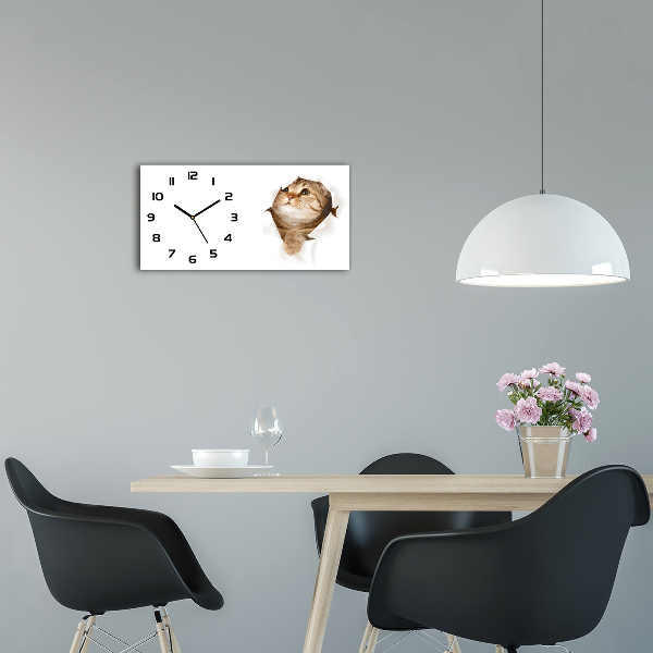 Horloge rectangulaire horizontale Chat