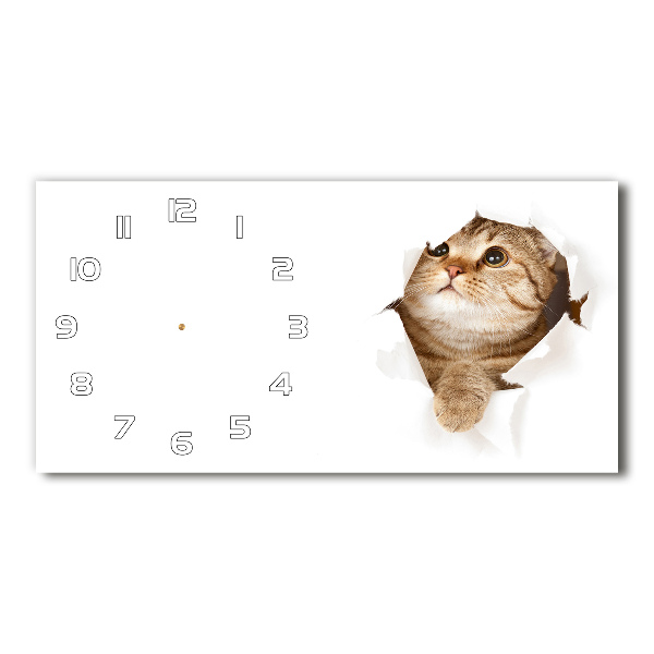 Horloge rectangulaire horizontale Chat
