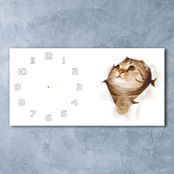 Horloge rectangulaire horizontale Chat