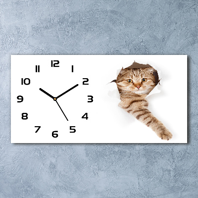 Horloge murale horizontale Chat