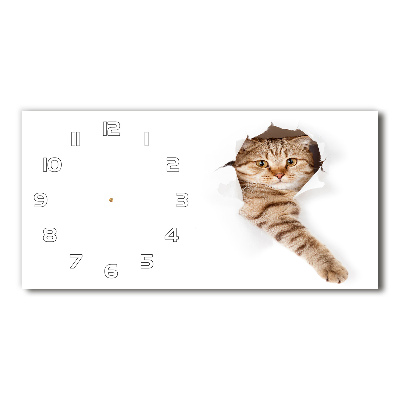Horloge murale horizontale Chat