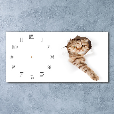 Horloge murale horizontale Chat