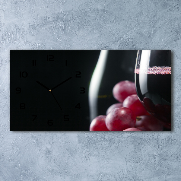 Horloge horizontale en verre Raisins et vin