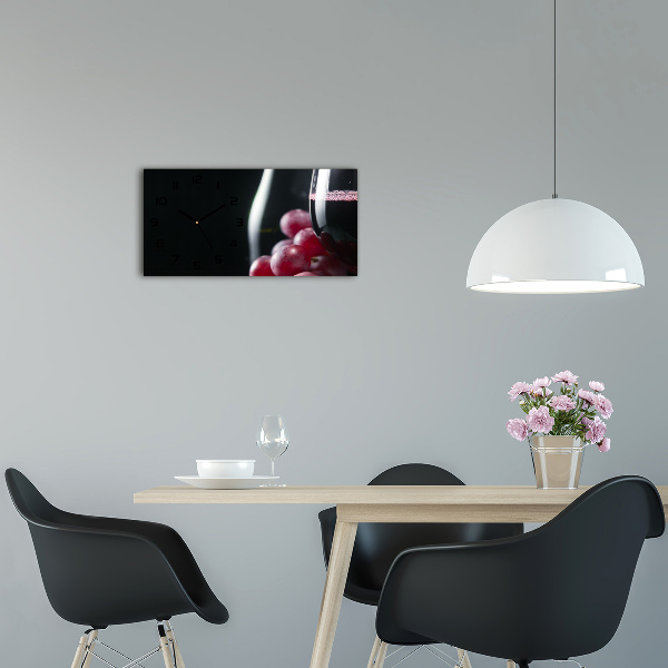 Horloge horizontale en verre Raisins et vin