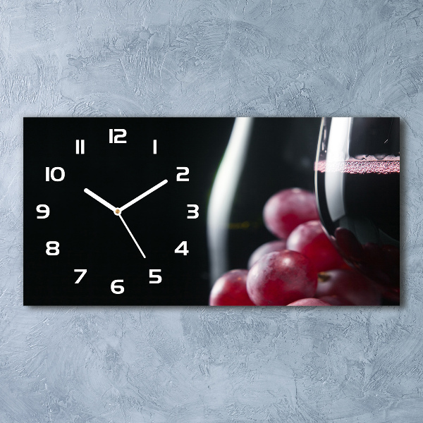 Horloge horizontale en verre Raisins et vin