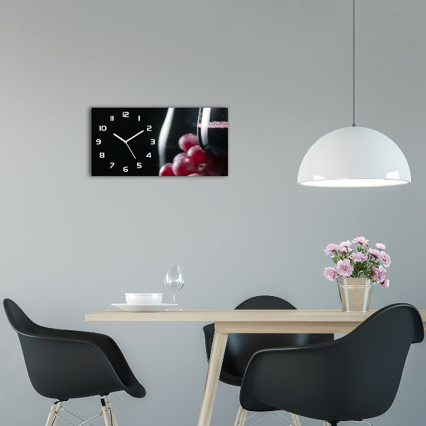 Horloge horizontale en verre Raisins et vin