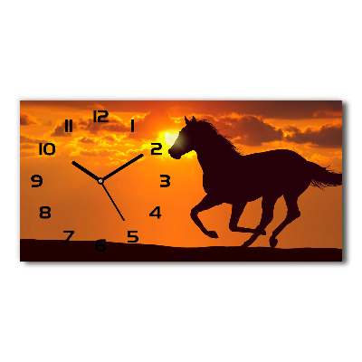 Horloge horizontale en verre Cheval couchant