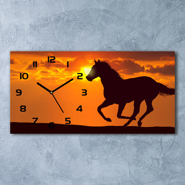 Horloge horizontale en verre Cheval couchant