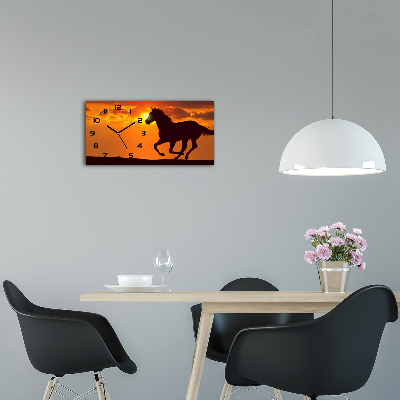 Horloge horizontale en verre Cheval couchant
