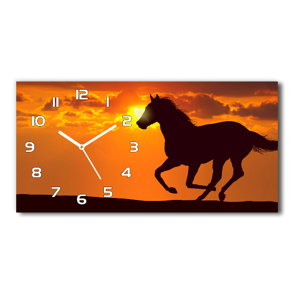 Horloge horizontale en verre Cheval couchant