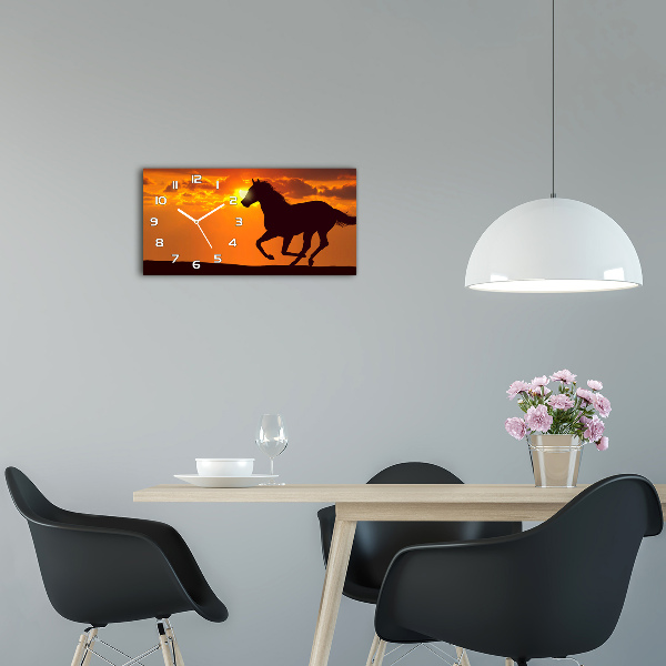 Horloge horizontale en verre Cheval couchant