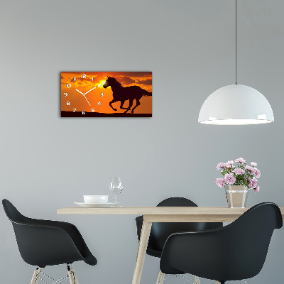 Horloge horizontale en verre Cheval couchant