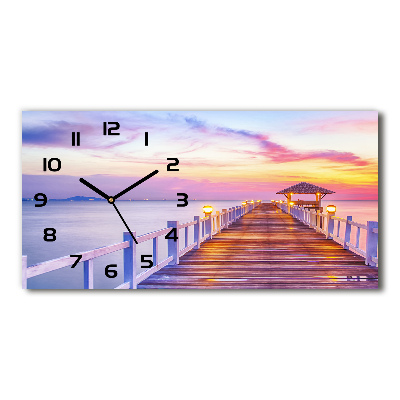 Horloge murale horizontale Jetée en bois mer