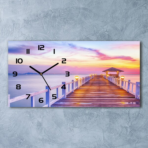 Horloge murale horizontale Jetée en bois mer