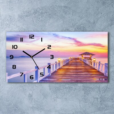 Horloge murale horizontale Jetée en bois mer