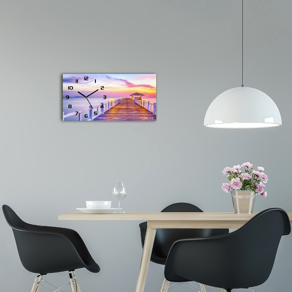 Horloge murale horizontale Jetée en bois mer