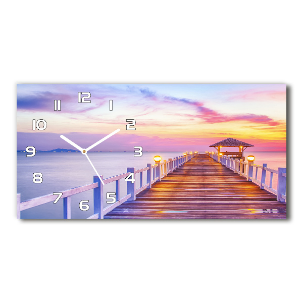 Horloge murale horizontale Jetée en bois mer