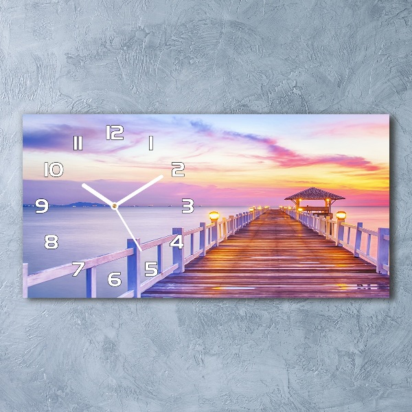 Horloge murale horizontale Jetée en bois mer