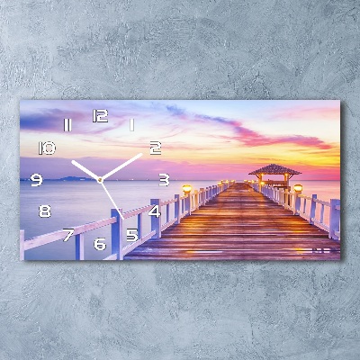 Horloge murale horizontale Jetée en bois mer