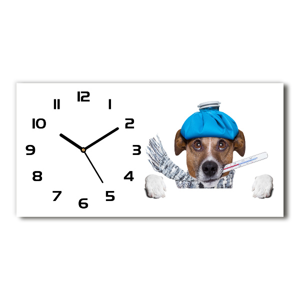 Horloge horizontale en verre Chien malade