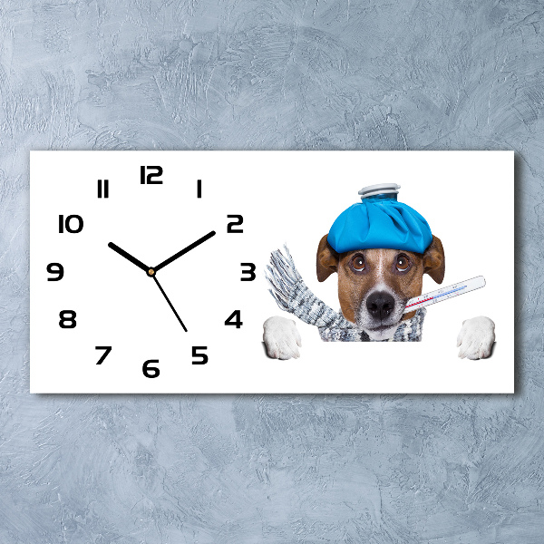 Horloge horizontale en verre Chien malade