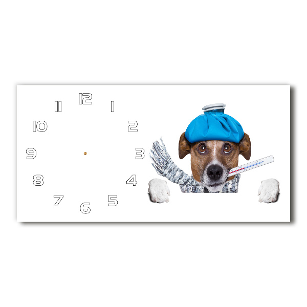Horloge horizontale en verre Chien malade