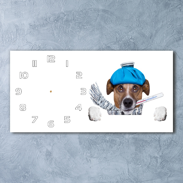 Horloge horizontale en verre Chien malade