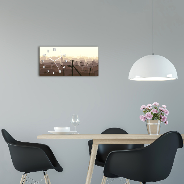 Horloge murale horizontale Skyline de la ville