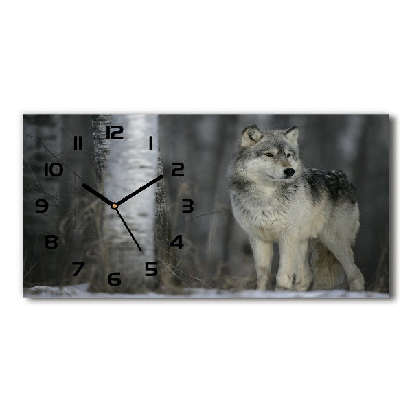 Horloge horizontale Loup gris