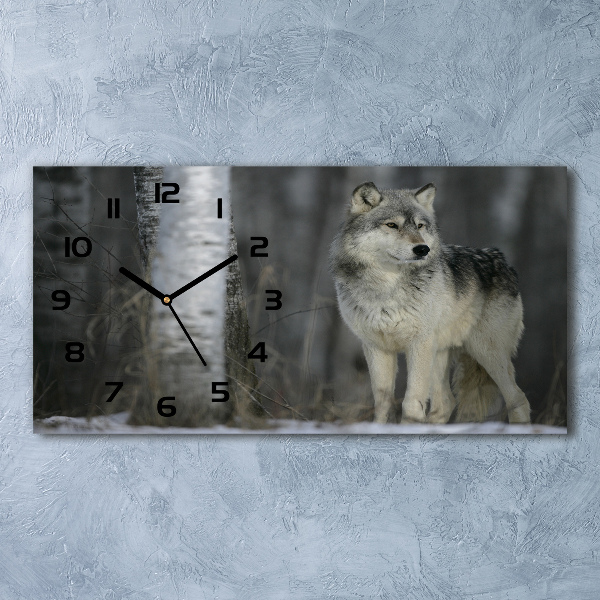Horloge horizontale Loup gris
