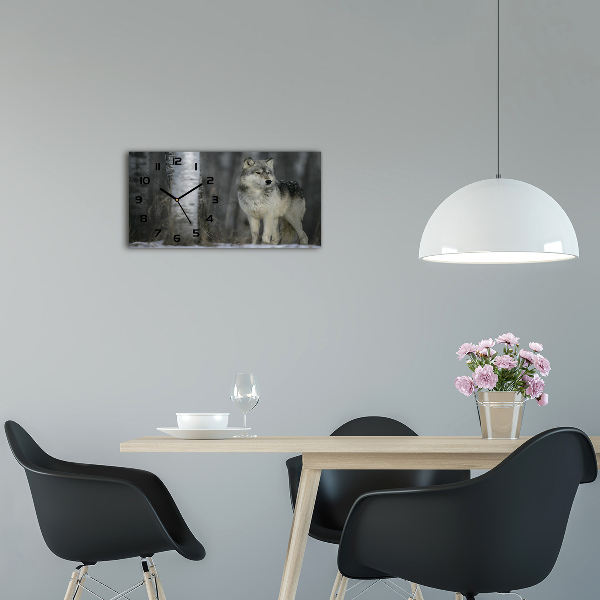 Horloge horizontale Loup gris
