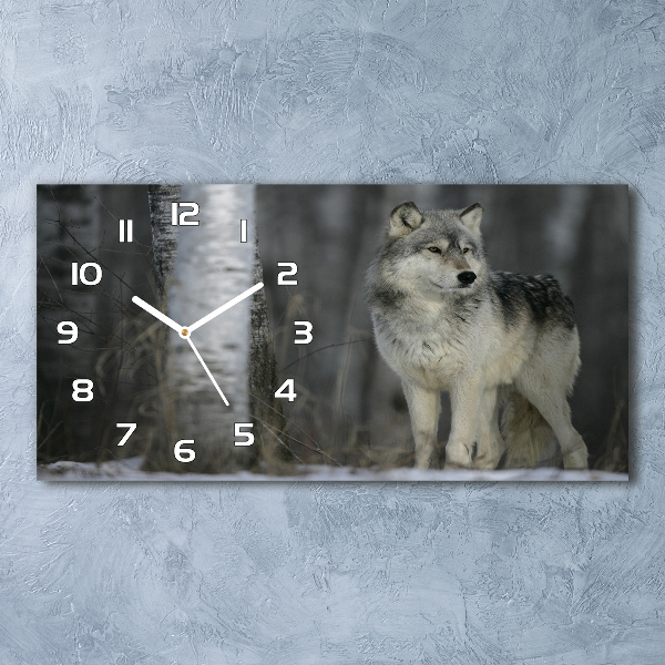 Horloge horizontale Loup gris