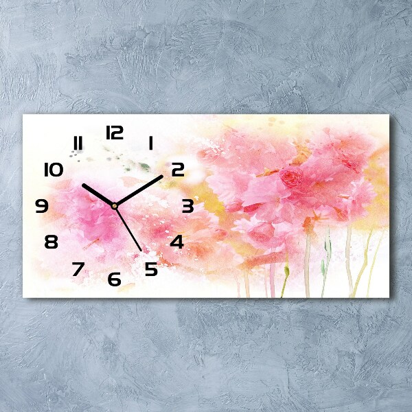 Horloge horizontale en verre Fleurs