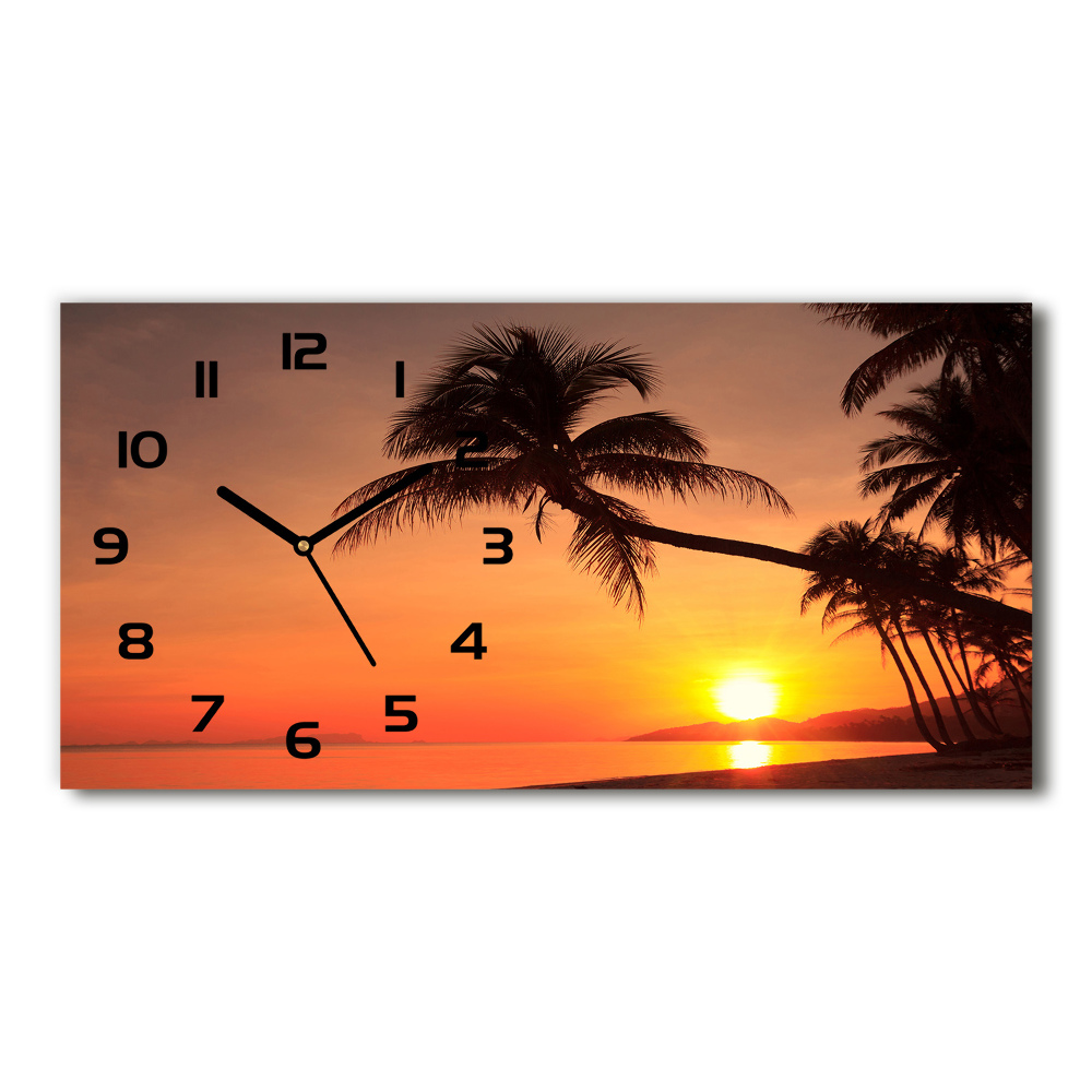 Horloge murale horizontale Plage du coucher de soleil