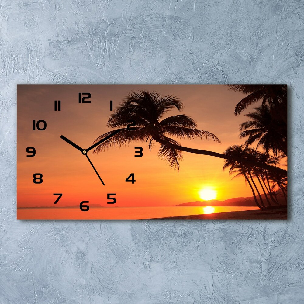 Horloge murale horizontale Plage du coucher de soleil