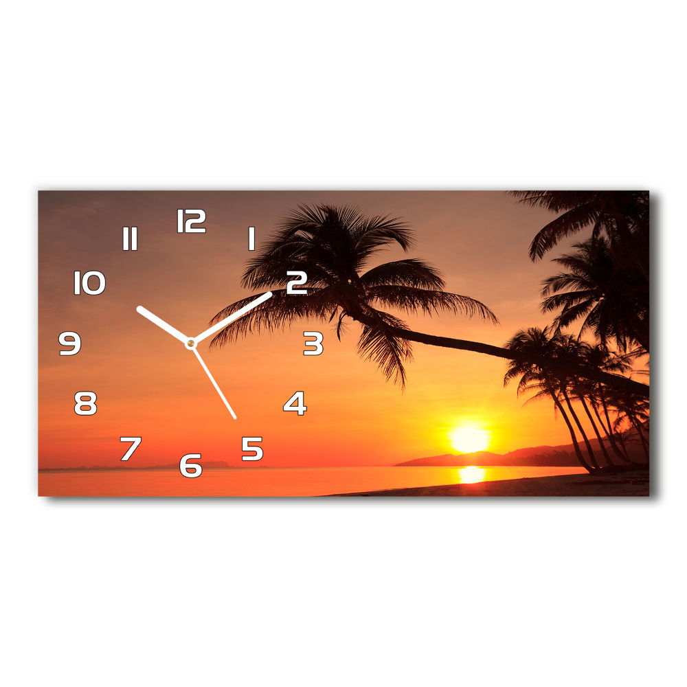 Horloge murale horizontale Plage du coucher de soleil