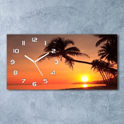 Horloge murale horizontale Plage du coucher de soleil