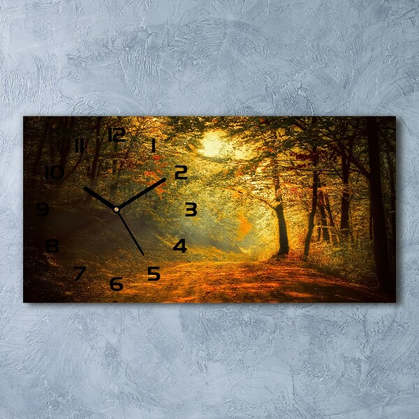 Horloge horizontale en verre Forêt en automne