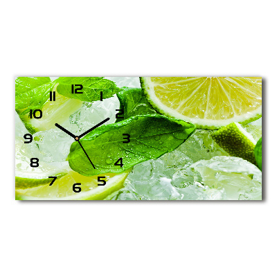 Horloge murale horizontale Citron vert avec glaçons