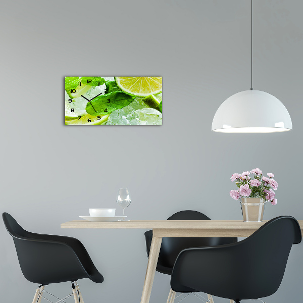 Horloge murale horizontale Citron vert avec glaçons