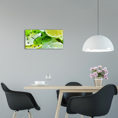 Horloge murale horizontale Citron vert avec glaçons