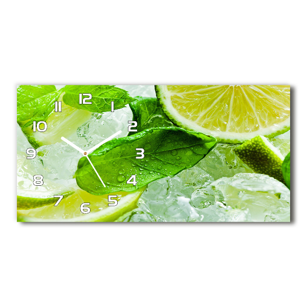 Horloge murale horizontale Citron vert avec glaçons