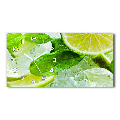 Horloge murale horizontale Citron vert avec glaçons