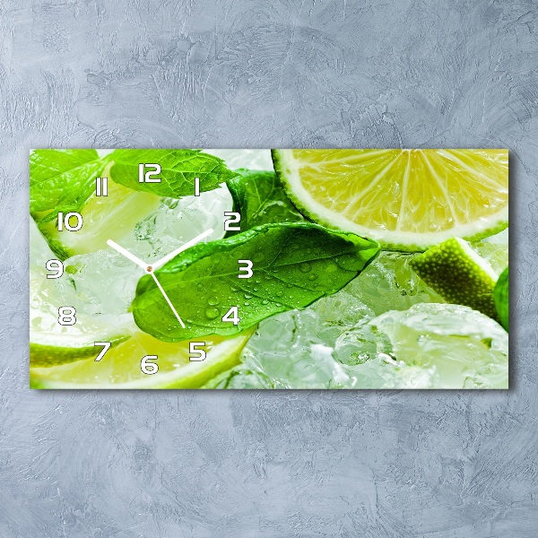 Horloge murale horizontale Citron vert avec glaçons